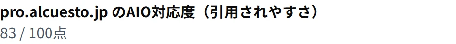 AIO対応度が83点・Bと表示された結果